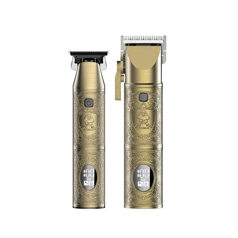 2025 Kemei KM-2241 Professional Ceramic Blade Hair Clipper Kit LCD Metal Hair Trimmers 2PCS Barber Hair Cutting Machine Type-C