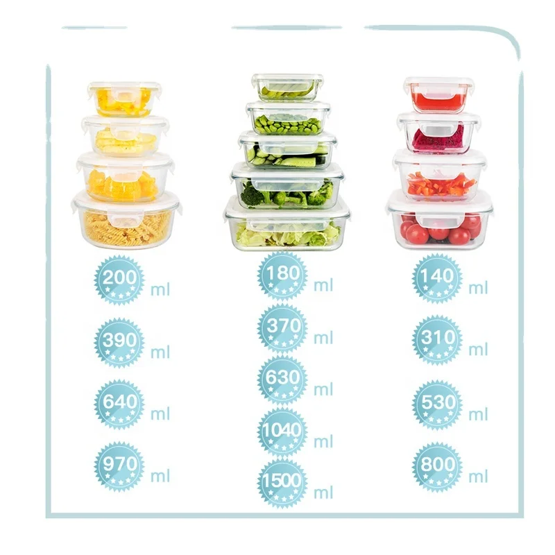 Экологически чистый прессованный стеклянный контейнер для еды с крышкой многофункциональный хранения продуктов в микроволновой печи набор ланч-боксов специй