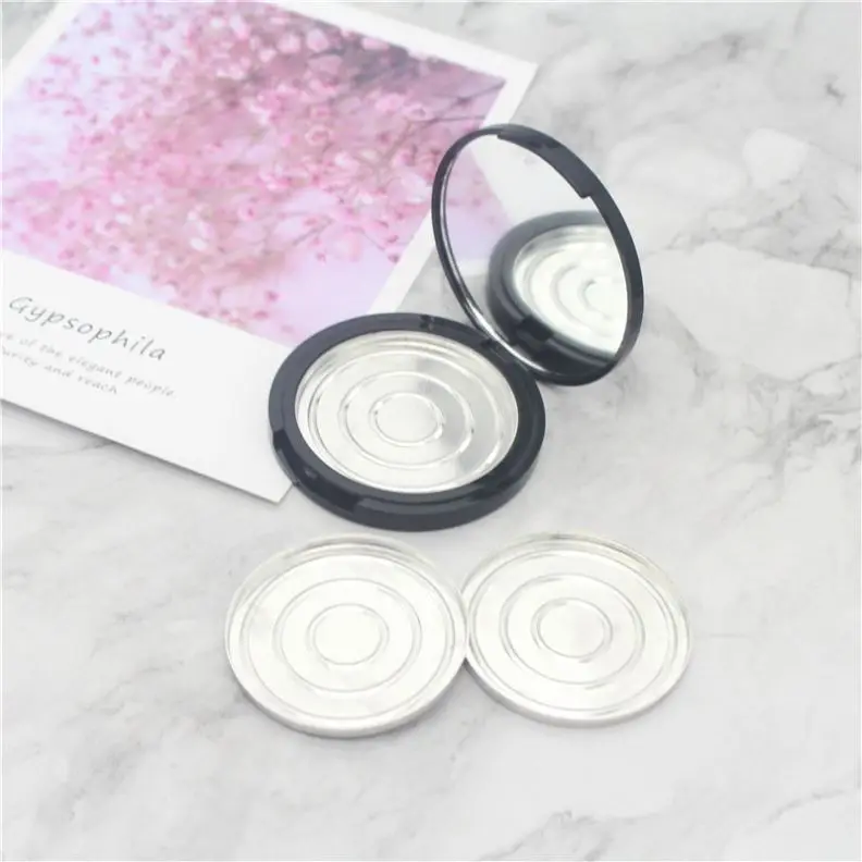 Maxfree Free samples empty compact powder container black compact powder case magnetic empty blush compact with mirror