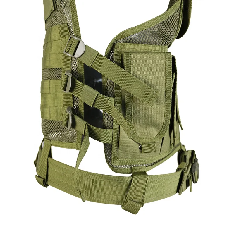 Mesh tactical chest rig bag green camouflage hunting fishing vest for light