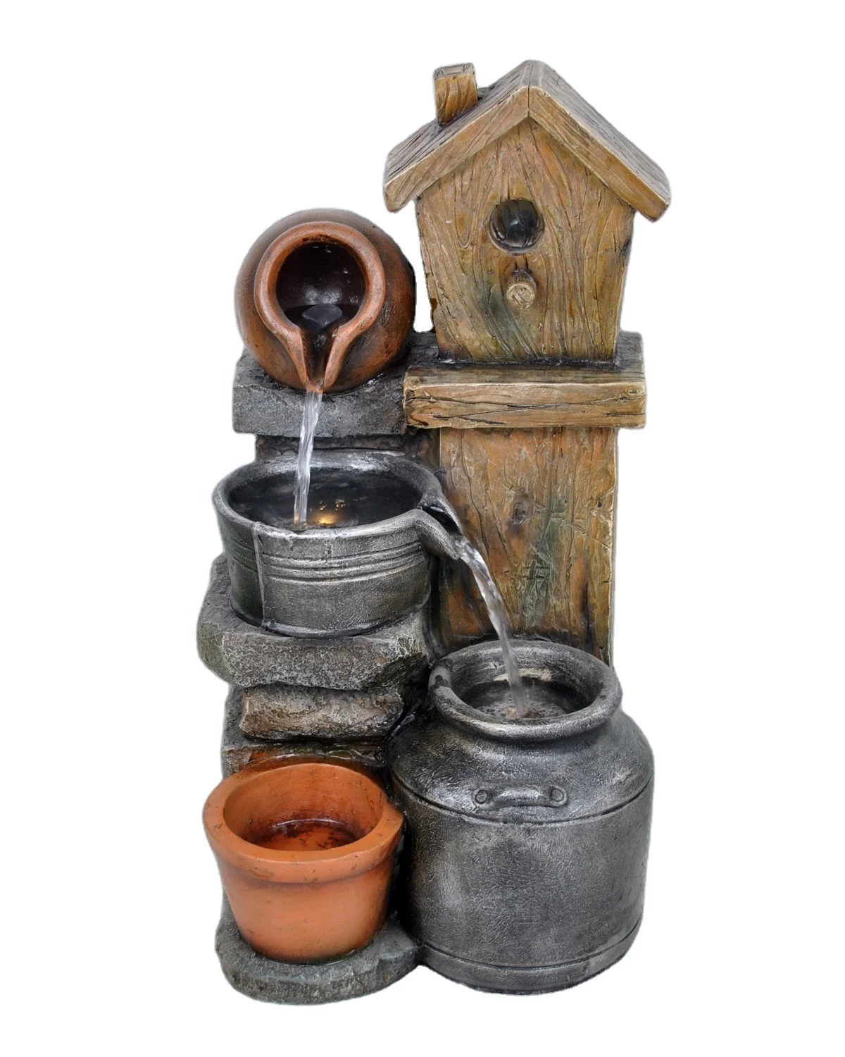 garden bird house planter pot resin outdoor decorative water fountain