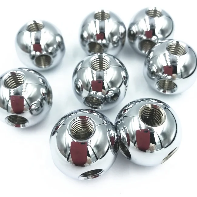China manufacturer different size drilled Zin Plated steel balls with hole Threaded Steel Balls 20mm M4 M5 M6