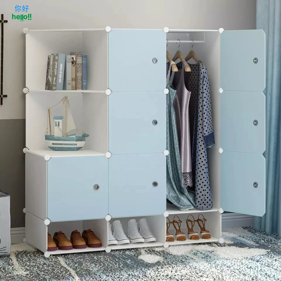 High Quality Diy Plastic Waterproof Foldable Wardrobe Shoe Organizer 16 Doors Plastic Wardrobe For Adult
