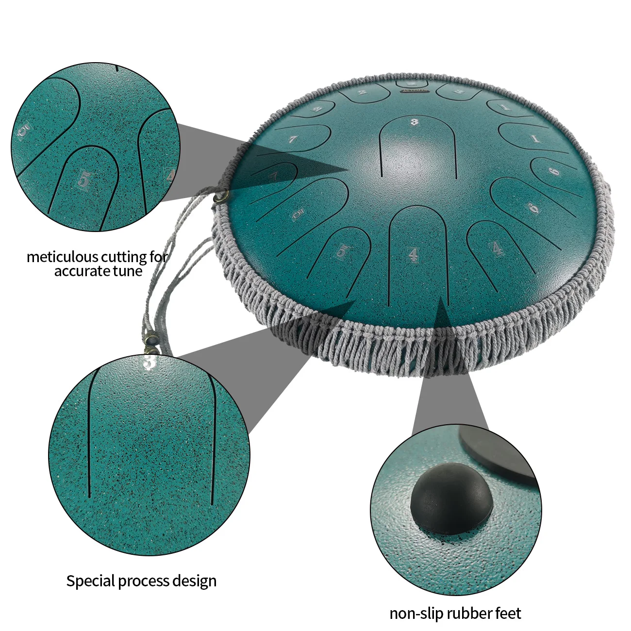 Стальной барабан ASTEMAN со стальным языком, звездная серия, Звездный зеленый, 14 дюймов, 15 тонов, ключ с