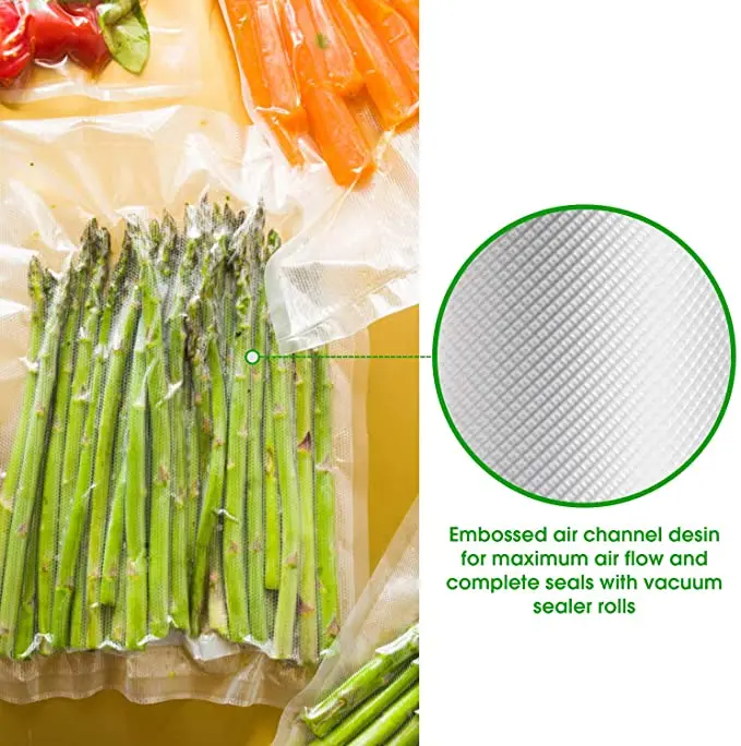Customized Food Grade Pape Plastic Embossed Frozen Food Saver Storage Food Vacuum Sealer Rolls Bag