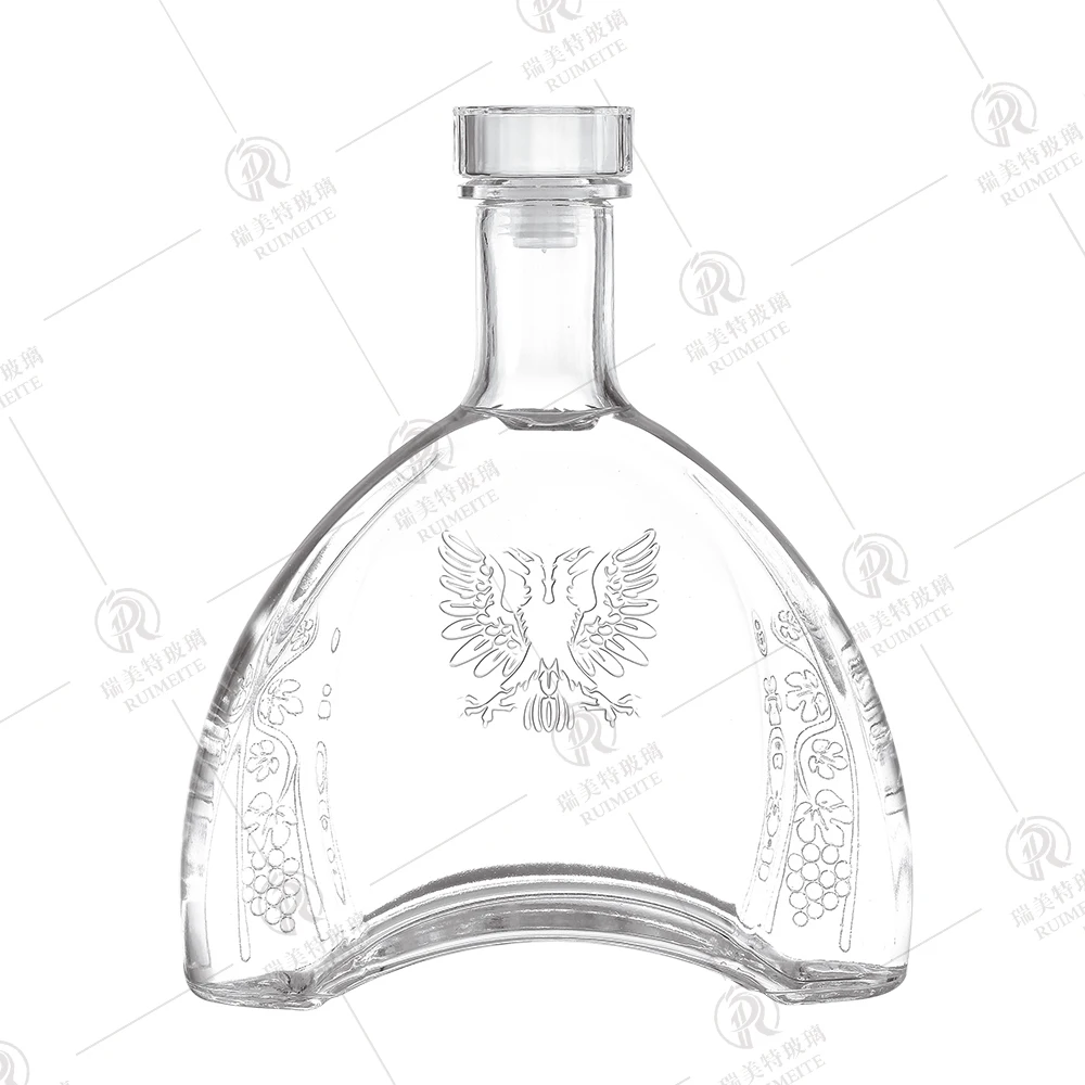 Custom Clear 500ml 750ml Wine Vodka Glass Bottle for Liquor Empty XO Whiskey Spirit Bottles with Glass Cap