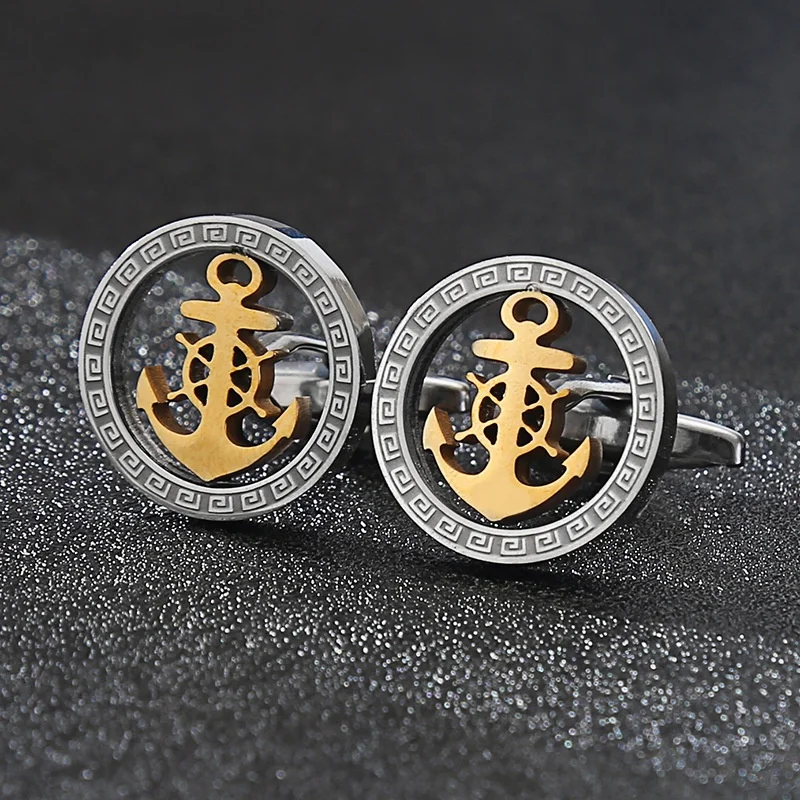 Cut-out Premium Two-tone Cufflinks Titanium Steel Stainless Steel Cuff Links Luxury Suit Shirt Cufflinks for Men Simplicity C7-3