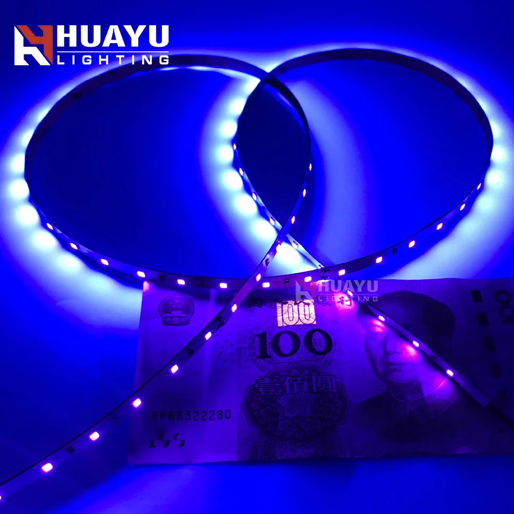 12V DC UV 365 nm 395 nm flexible LED Strip tape light Ultraviolet 300pcs/roll 2835 led light bar