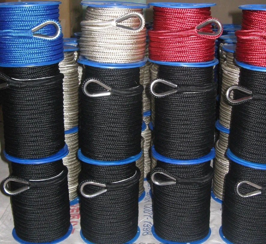 Polyester Marine Anchor Boat Mooring Safety Rope  Double Braided Dock Line