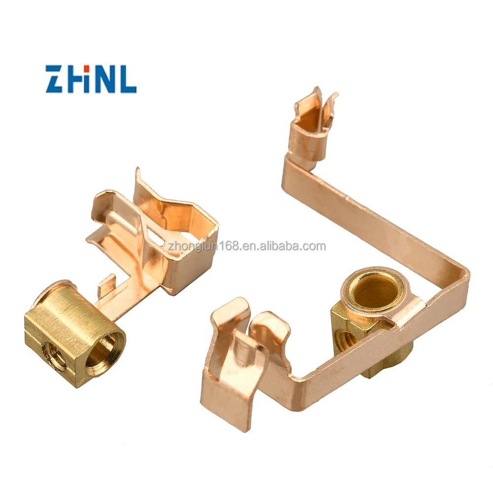 5 holes socket insert switch terminal contact brass electrical metal brass oem stamping part contact Power socket brass part