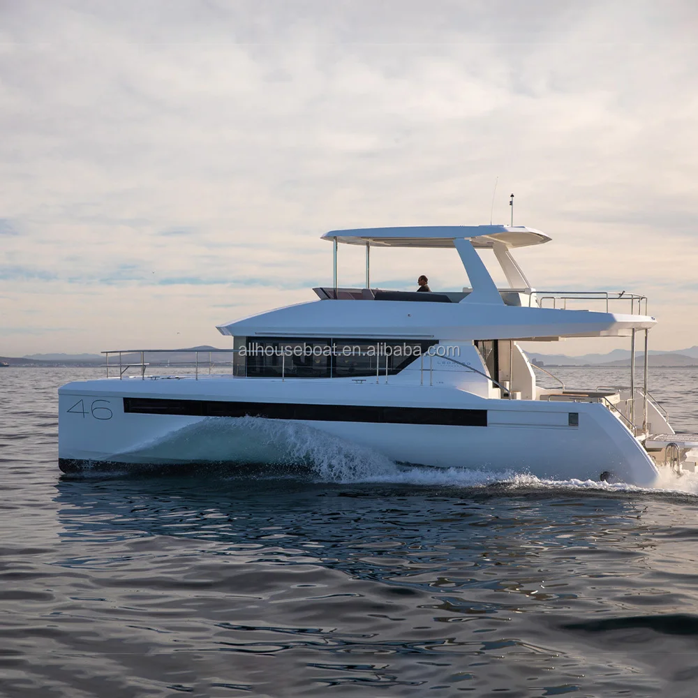 Luxury Yacht 13m Aluminum Fishing Boat Catamaran House Boat for Sale