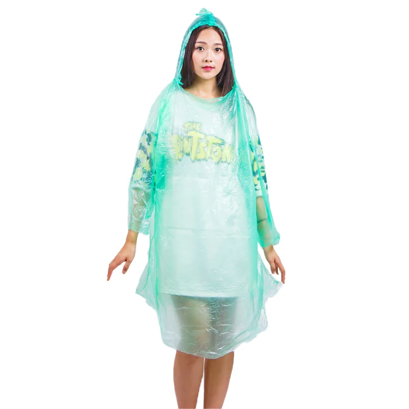 custom waterproof adult plastic pe raincoat poncho disposable rain coats suits