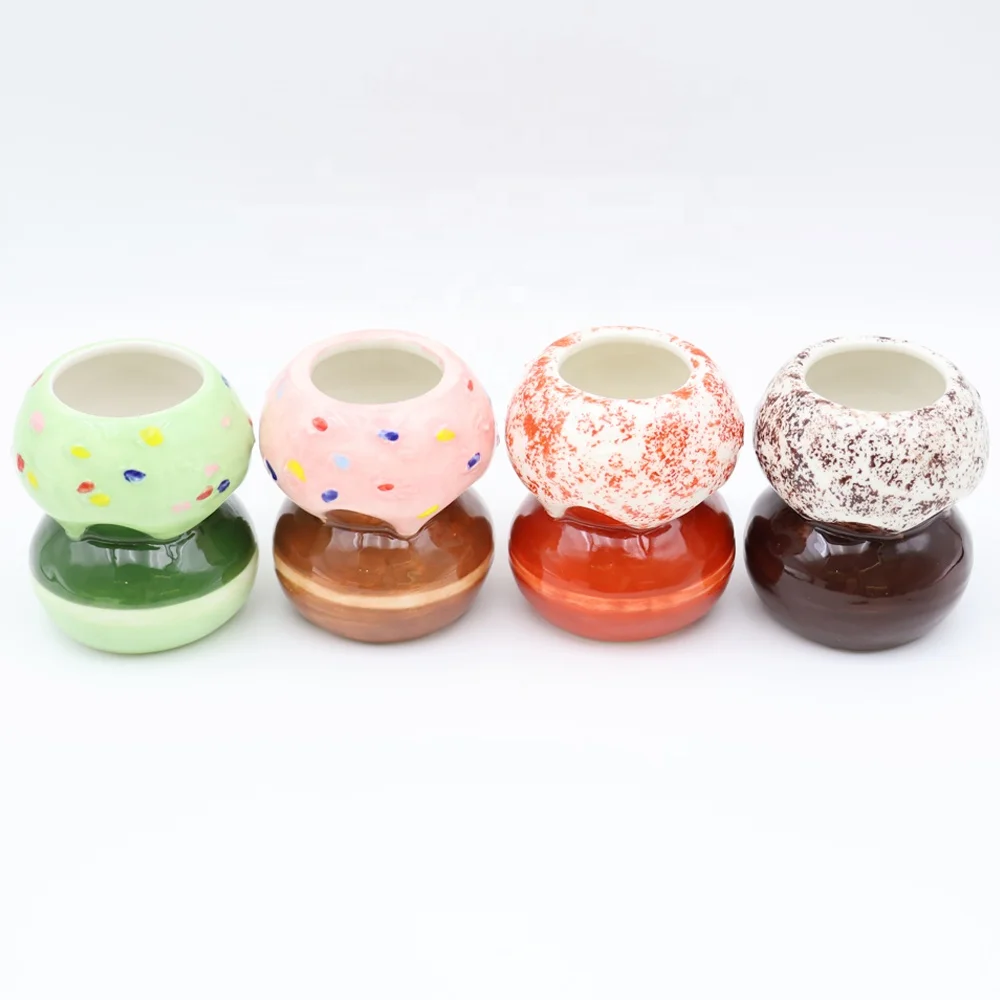 Custom logo 2oz 3oz unique ice cream ball porcelain mini tumbler cup shot glass set donuts ceramic Mexican tequila shot glasses