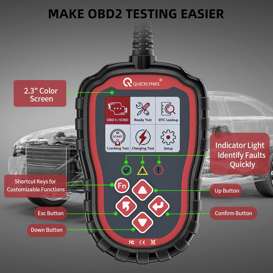 Новый автомобильный диагностический инструмент сканер двигателя OBD2 высококачественный Многофункциональный для всех автомобилей Quicklynks T41