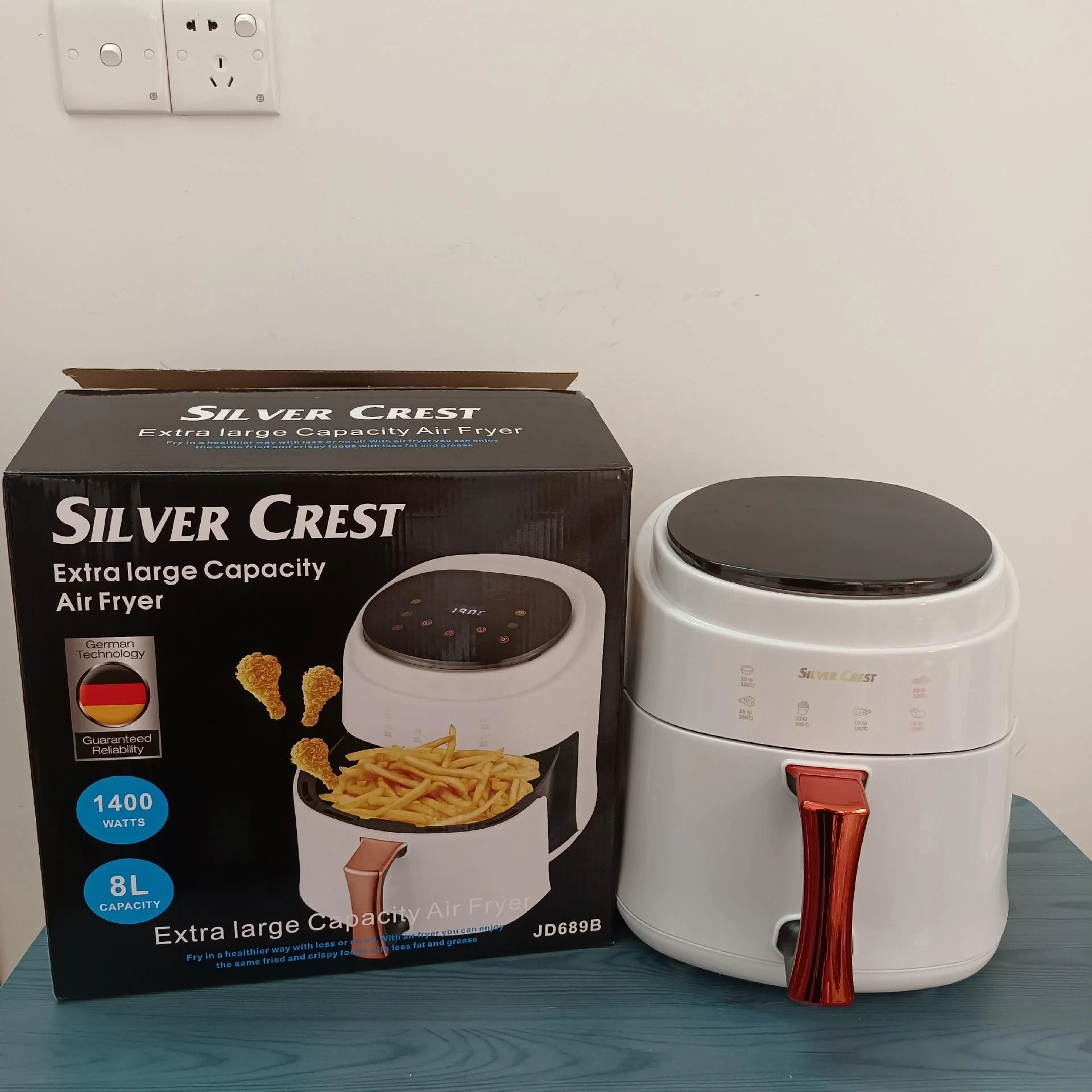 In Stock 8L 6 Quart Smart Air Fryer 6 in 1 Black 1400W Healthy Oven Non-Stick Multifunction Touch Screen Hot Air Fryer