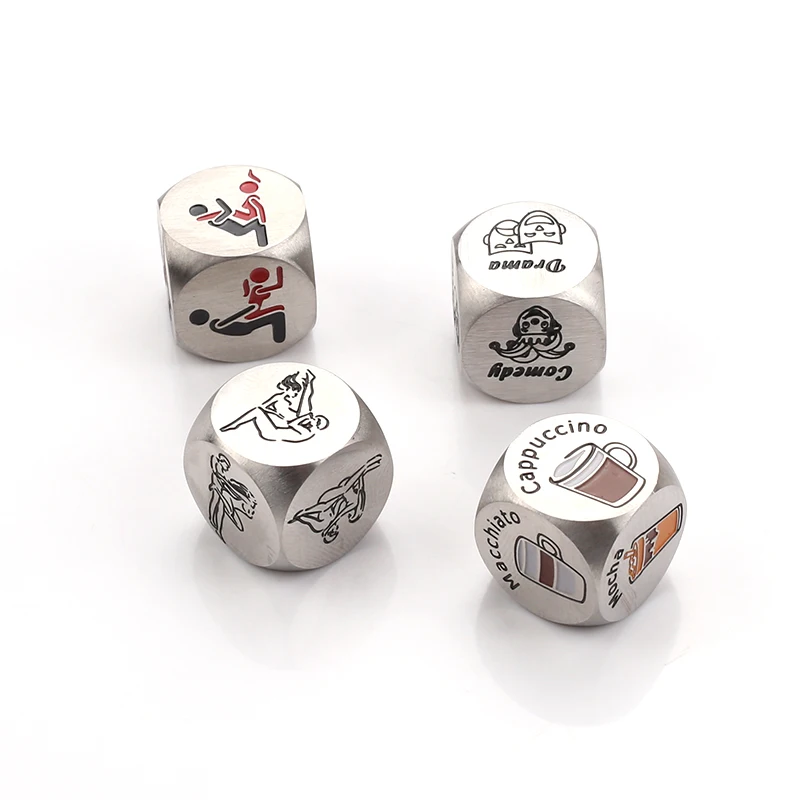 Stainless Steel Customized Logo Pattern Letter Decision Metal Dice Set
