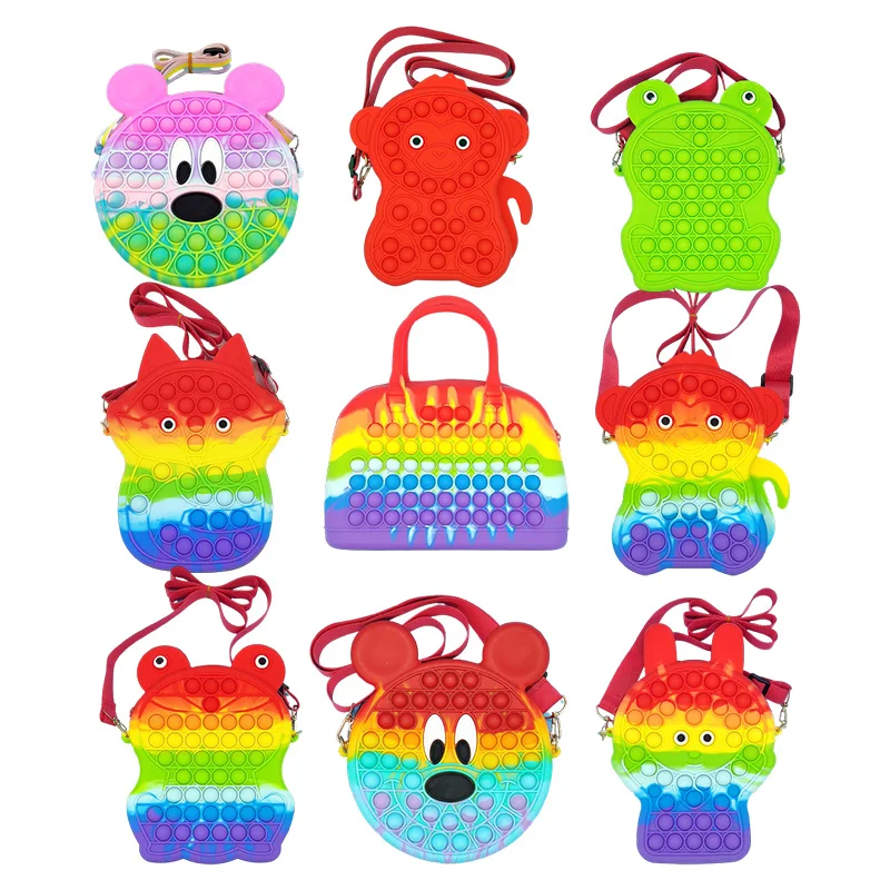 New Design Silicone Jumbo Giant Pop Fidget Sling Bag Toys Animal Case Purse Pop Fidget Bags