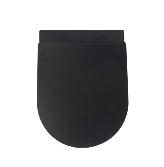 European High-grade Round Matte Black Ceramic Wall Hung Toilet Slow-close PP/UF Seat Cover WC