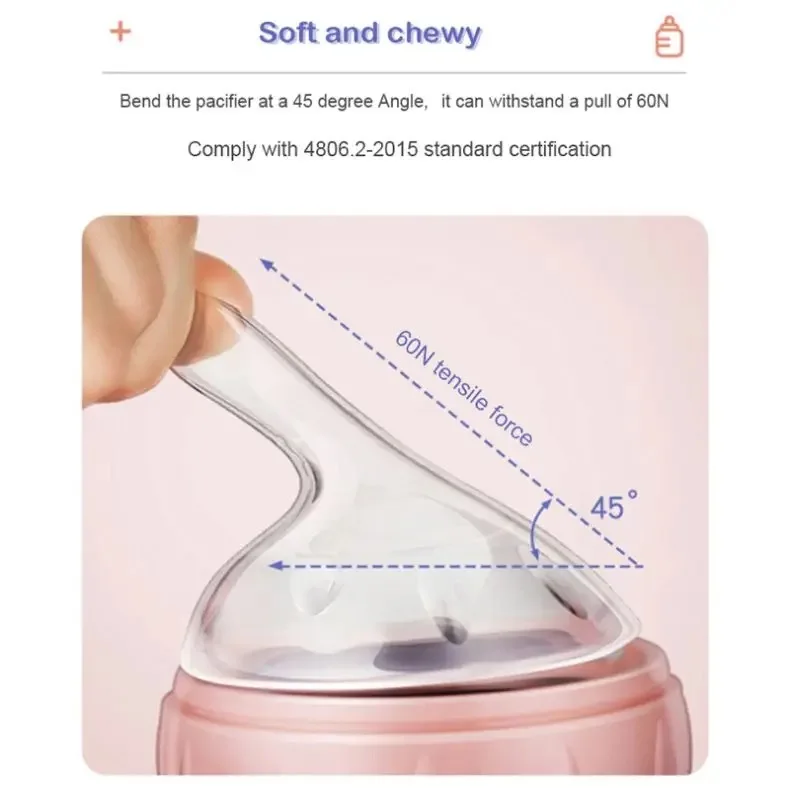 Newborn BPA Free  silicone Duck Mouth baby bottle and Anti colic free hands baby feeding nipple water bottle for kids