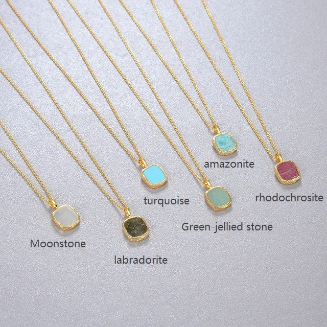 natural labradorite /moonstone necklace 925 sterling silver jewelry 18K gold plated moonstone jewelry