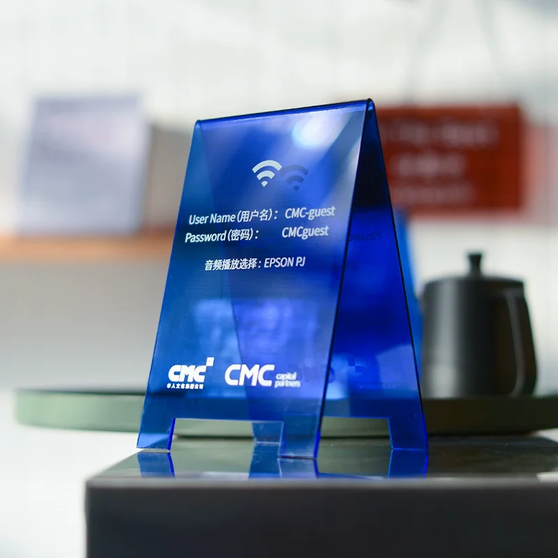 Custom DIY Eco-Friendly Modern Acrylic Tip Table Sign Number Plate Counter Top Advertising Feature for Display Stand Exhibition