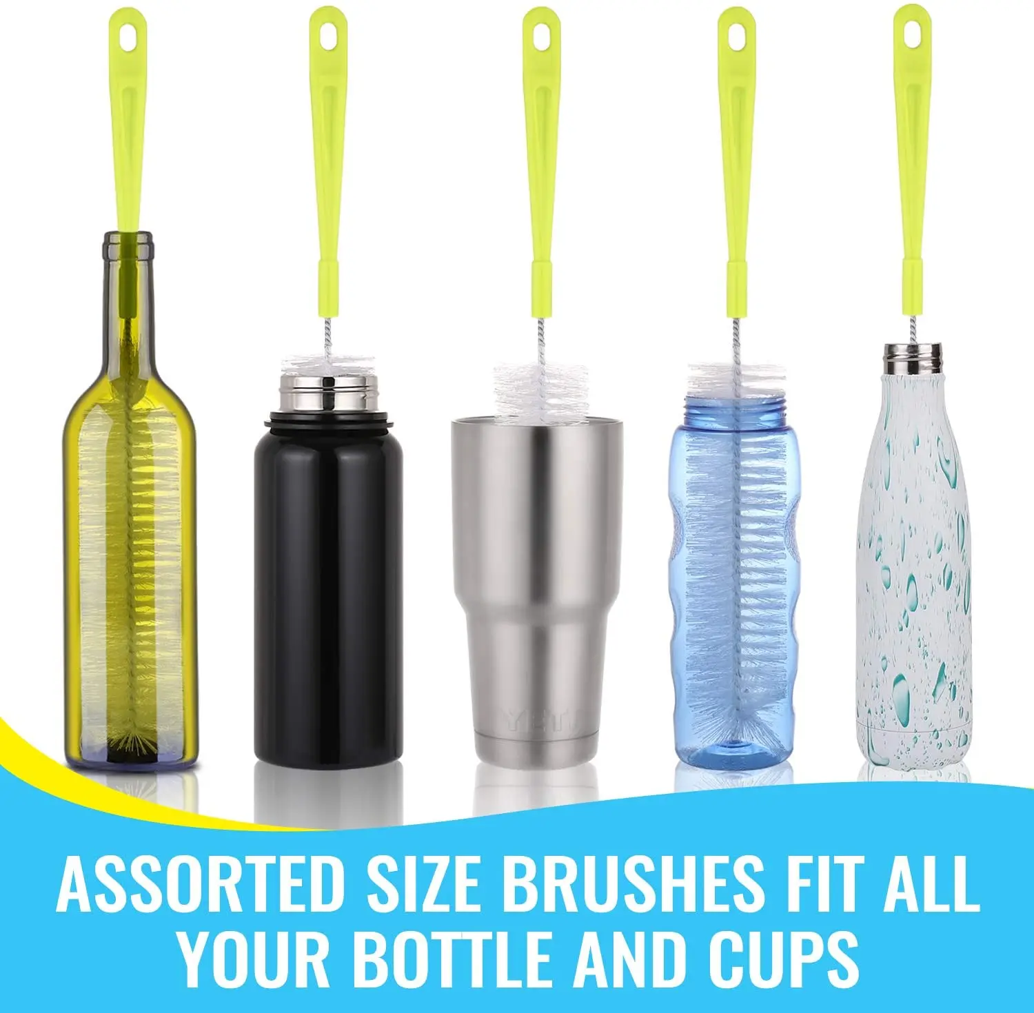 bottle cleaning brush aet - long handle bottle cleaner for washing narrow neck beer bottles/lid cleaner brushes
