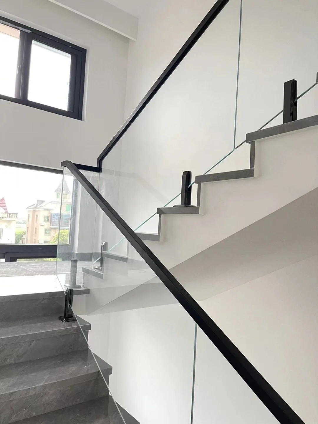 GC stair handrail railing indoor balustrade metal stairs glass rail