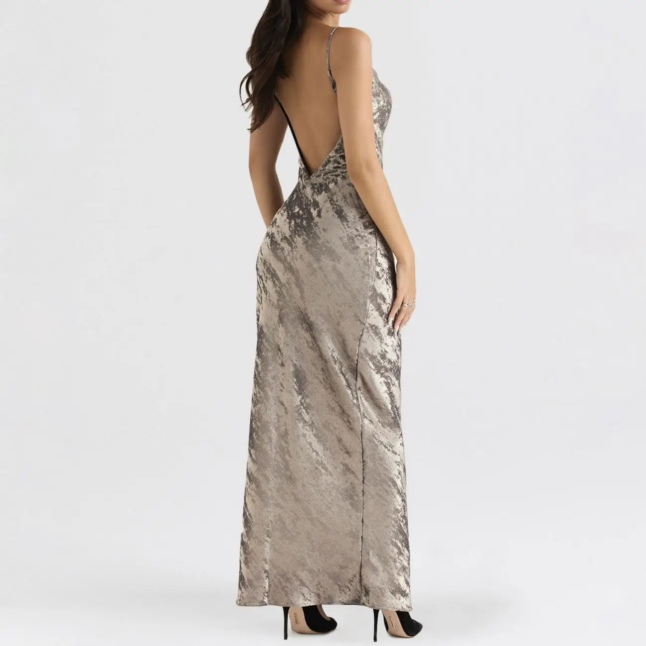 2023 Oem Odm Elegant Luxury Satin Deep V Open Back Design Wedding Glam Event Gowns For Women Evening Dresses