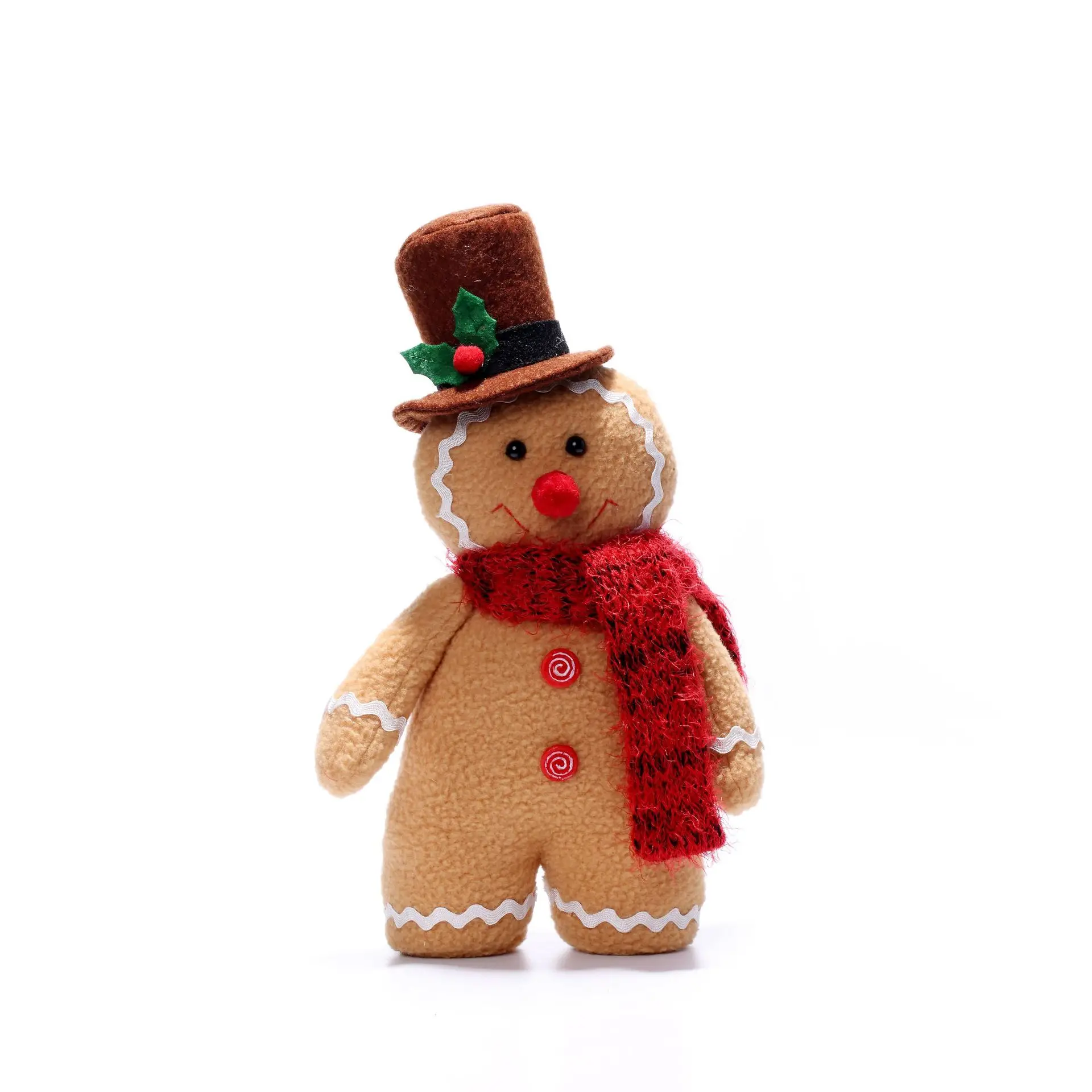 New Plush With Hat European American Gingerbread Stuffed Animal Toy Wool Dwarf Doll Christmas Decoration Pillow