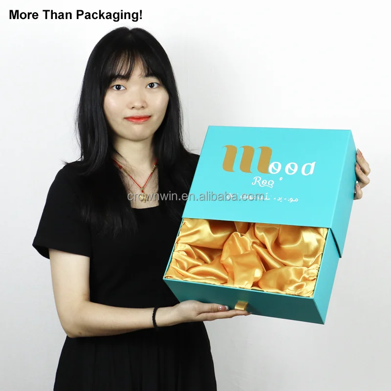 Crown win hijab bridesmaid gift box sliding Recycle Biodegradable drawer Silk inside with insert packaging paper boxes bags set