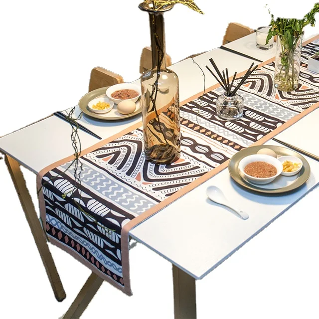 2021 Wholesale dining flower table runner cotton Printed table cloth