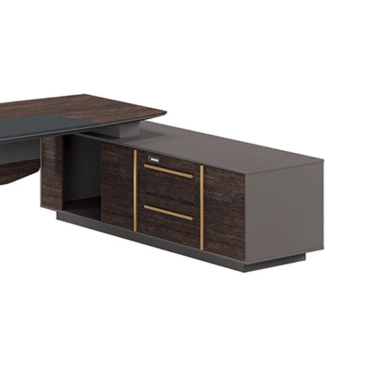 Foshan manufacturer heat resistant walnut MDF L type vip executive office desk table