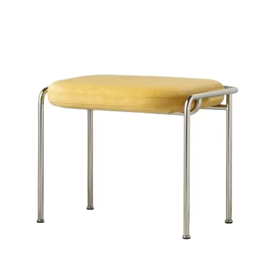 INS style modern light luxury simple velvet cotton linen luxury padded bedroom stainless steel titanium makeup stool