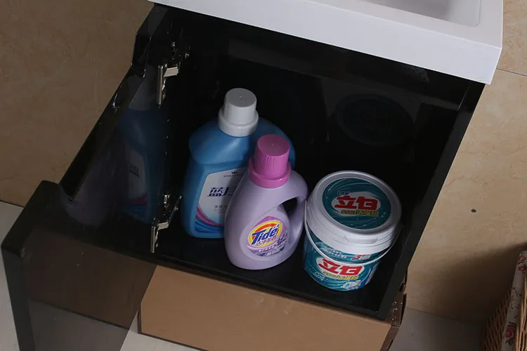 
Small apartments PVC bathroom cabinet black lacquer waterproof bathroom vanity units 