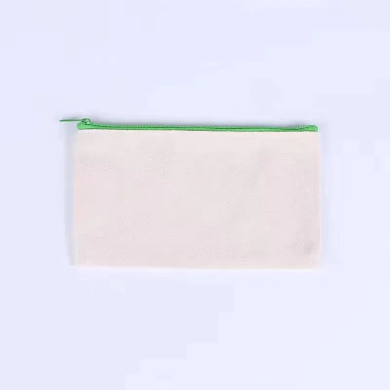 wholesale custom promotional plain canvas pencil case with zipper
