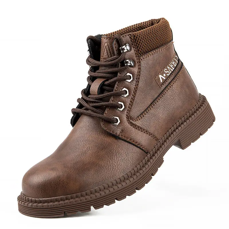 Высококачественные коричневые кожаные ботинки Goodyear Welted Safety