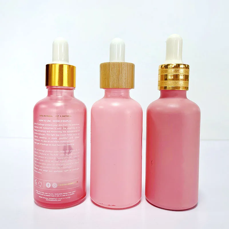 Cosmetic Packaging 30ml 50ml 100ml  Hair Oil Essential Oil Perfume Pink Rose Gold Glass Dropper Bottle For Skin Care Packaging