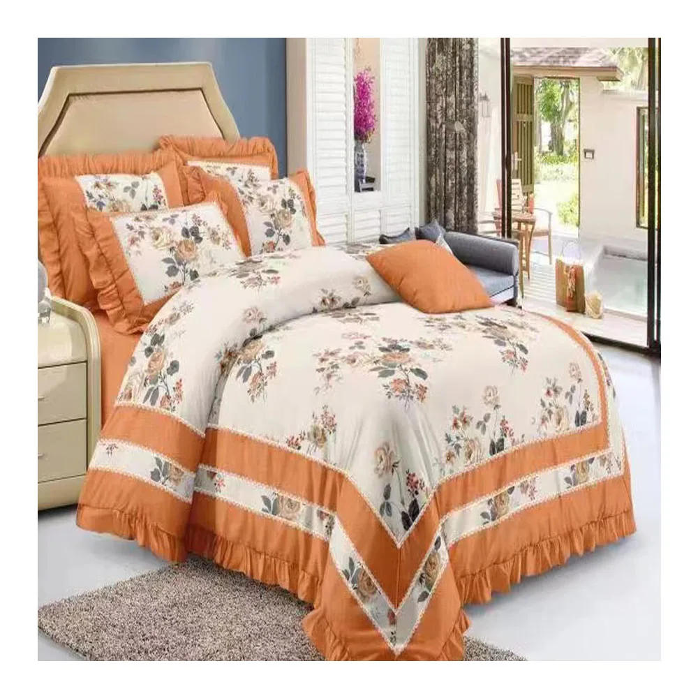Cotton 6 pieces set lit 3 places Quilt cover Bed sheet drap de lit en coton duvet cover set bedding set with zipper