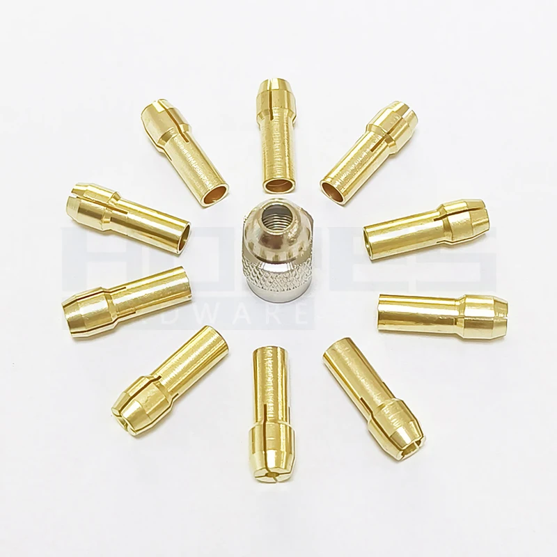 11pcs Copper brass Chuck 0.5-3.2mm grinder drill bits Collet adapter Converter for Electric grinder accessories with clamp nut