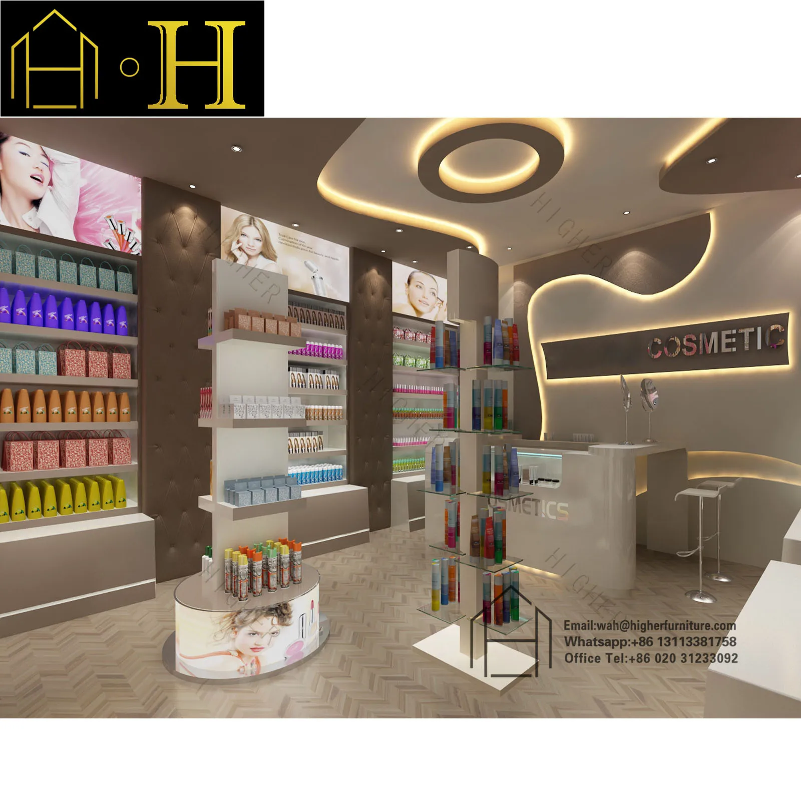 Modern Custom Retail Makeup Display Cosmetic Shop Equipment Furniture For Cosmetic Store