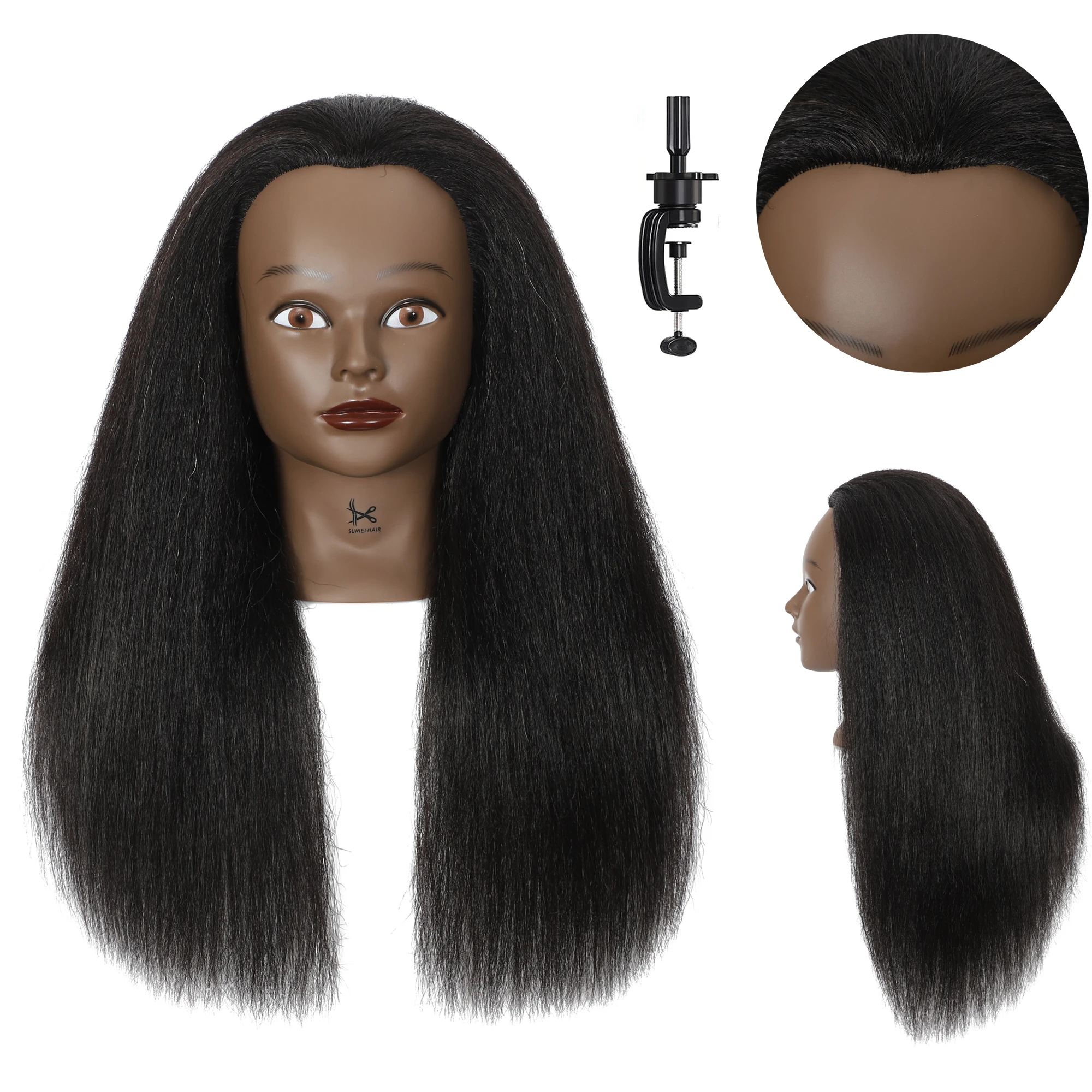 Human hair African American Salon Practice Hairdresser braiding afro Training Mannequin dummy doll Head