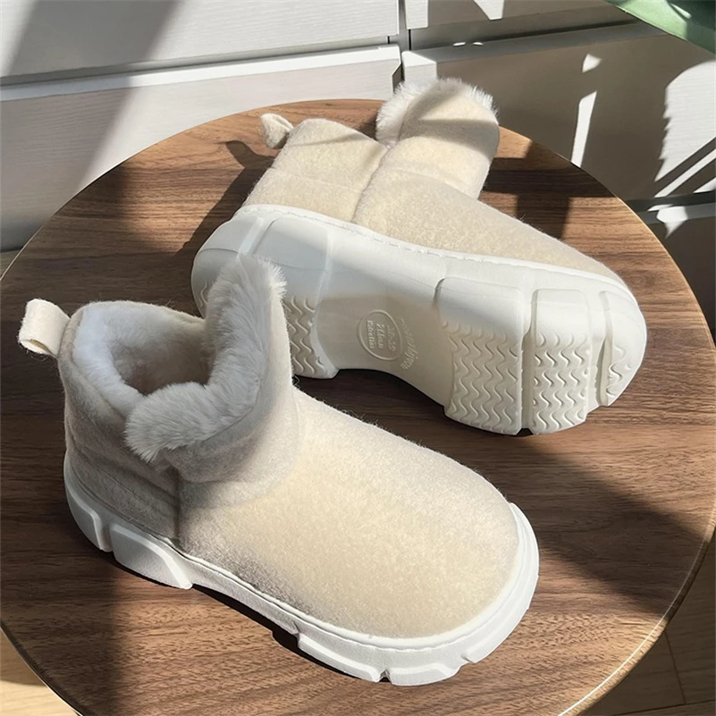 7CM Increase Thick Sole Winter Warm Ankle Boots EVA Non-slip Furry Women Snow Boots Casual Outdoor Cotton Shoes