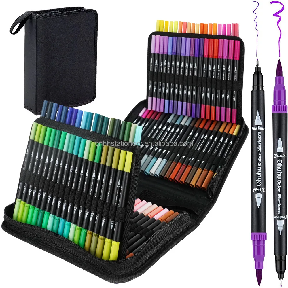 24 Colors Dual Tip Brush Pens 24/48/60/72/100 Art Markers Brush Tip Watercolor Pen Set Dual Tip Brush Art Marker
