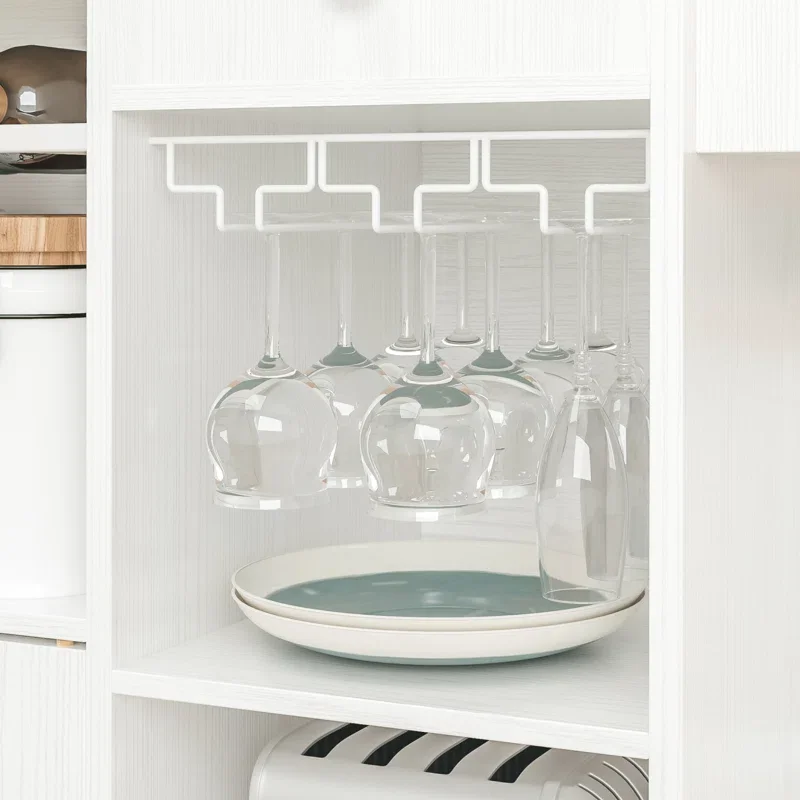 Sunrise Rolling Kitchen Island Cart with Drop-Leaf and Wine Rack, Microwave Rack Serving Cart on Wheels with Drawer& Cup Hanging