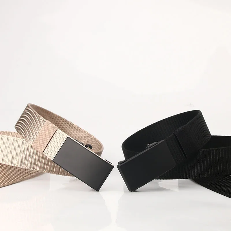 Wholesale Trend men Canvas belt New Unisex Alloy automatic buckle casual Waist belts Fashion Male Daily Use belts