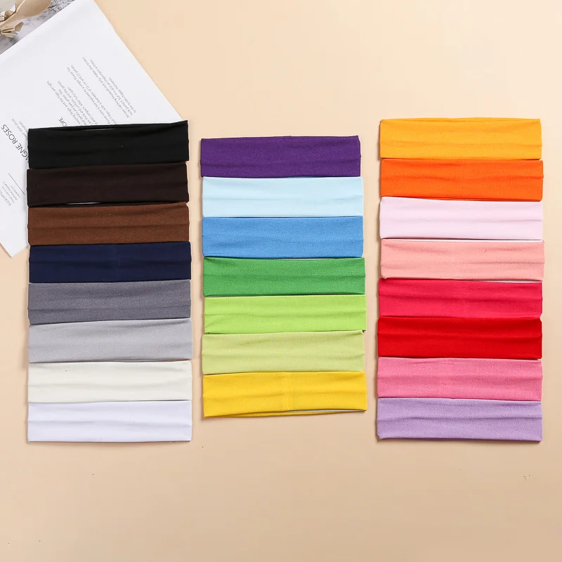 Manufacturer Wholesale Solid Color High Elastic Headband Running Sport Headband Wide Edge
