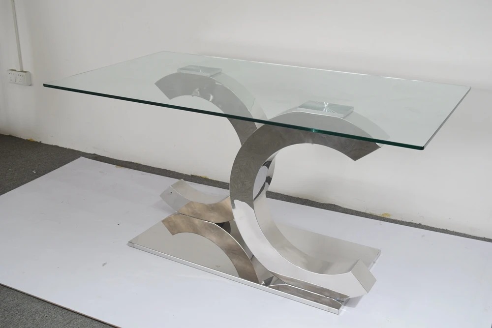 A8086  Glass top rectangular dining table home furniture