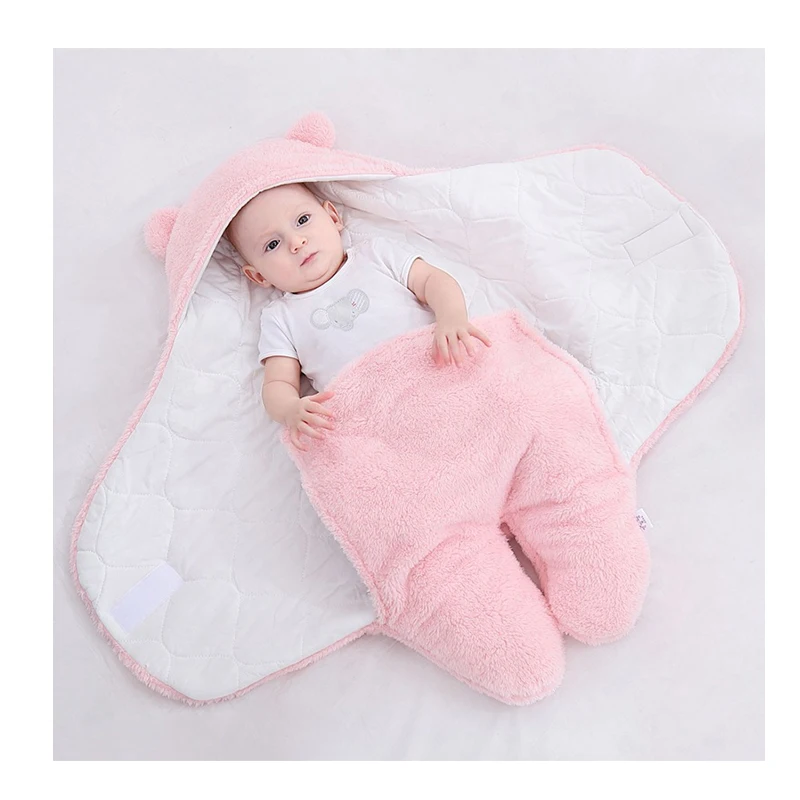 Famicheer Quilted Baby Swaddle Blanket Cotton Baby Sleeping Bag Sleepwear Knitted Baby Sleeping Bag With Feet
