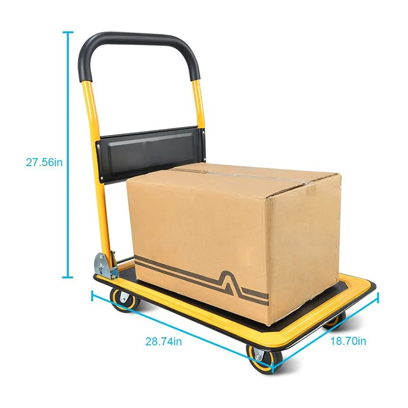 Platform Hand Trolley Heavy Duty Push Cart Dolly Moving Platform Hand Truck 4 Wheel Trolley Platform