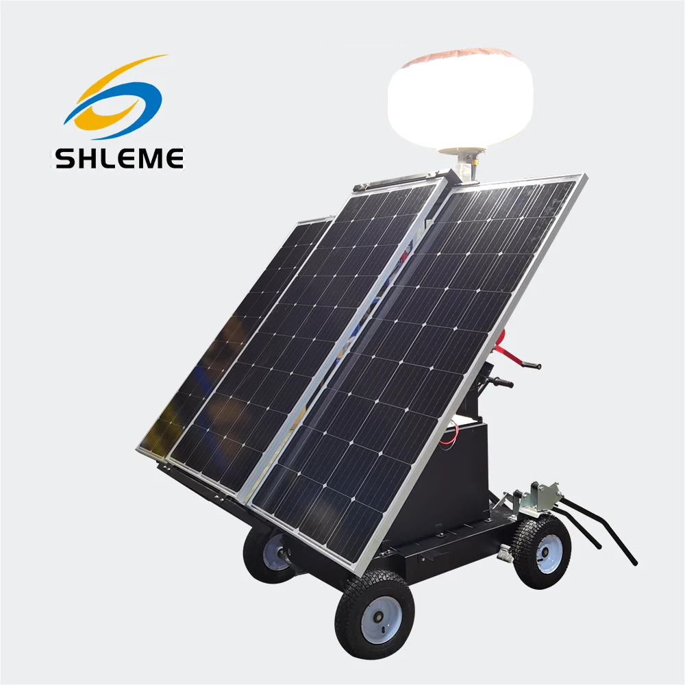 New arrival mini solar temporary lighting towers balloon led work  light tower at night